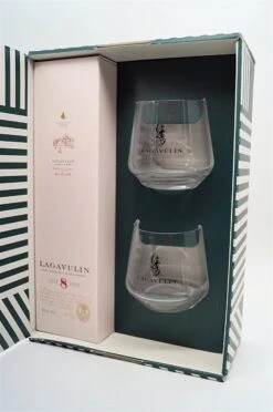 Lagavulin 8 Jahre Islay Single Malt Scotch Whisky Mit 2 Gläsern -Waterford Verkäufe dsc01545