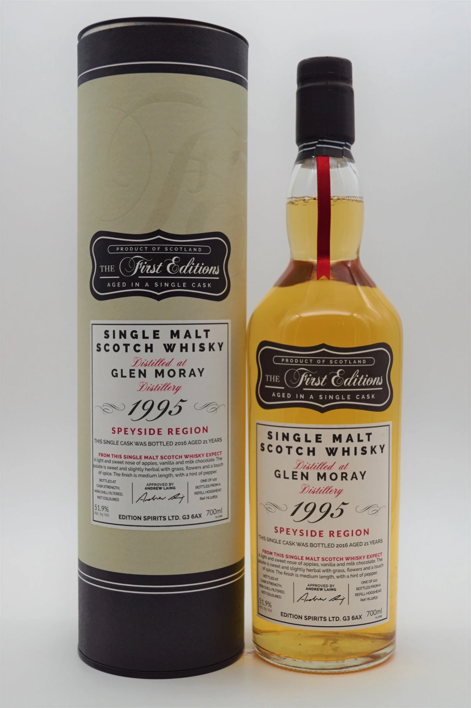 Glen Moray 21 Jahre 1995/2016 102 Fl. Single Malt Whisky 3 Glen Moray 21 Jahre 1995/2016 102 Fl. Single Malt Whisky